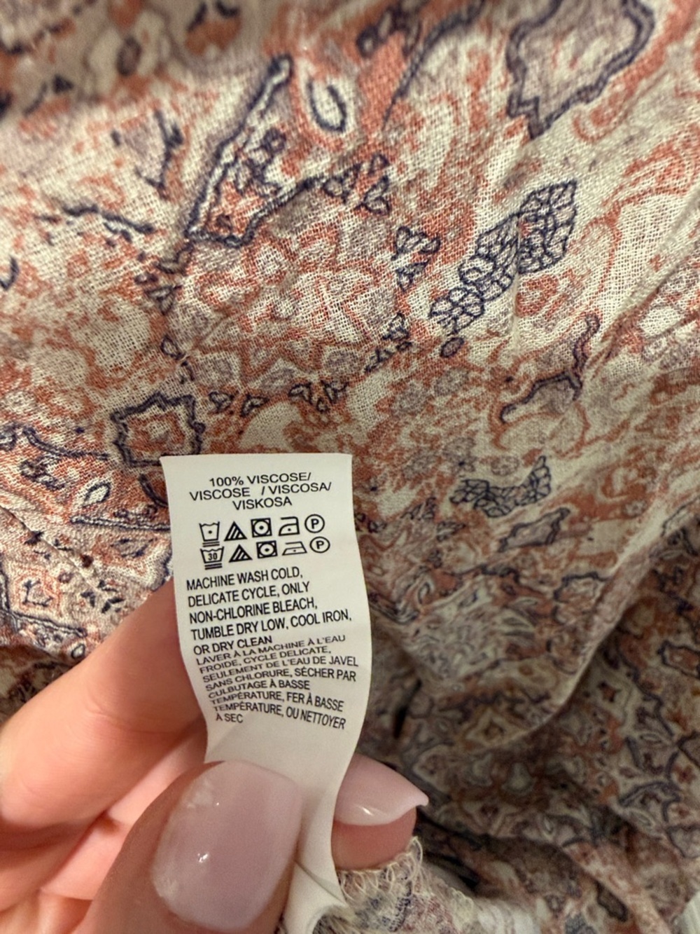 Lucky Brand Floral Paisley Top in Cream and Salmon - Picture 4 of 7